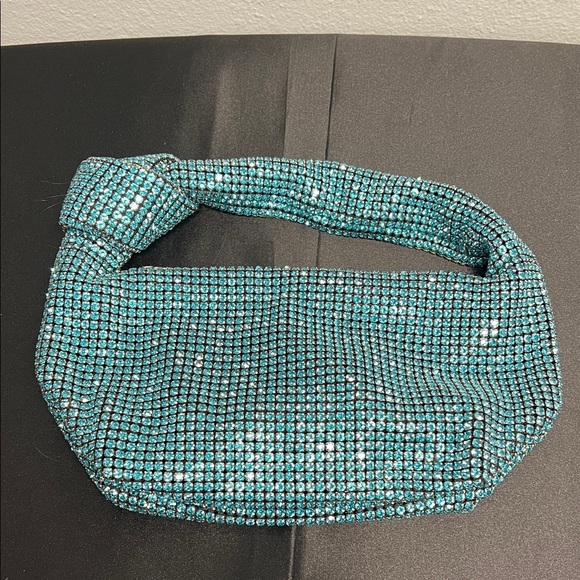 Madison West | Turquoise Rhinestone Embellished Hobo Bag - Picture 1 of 8